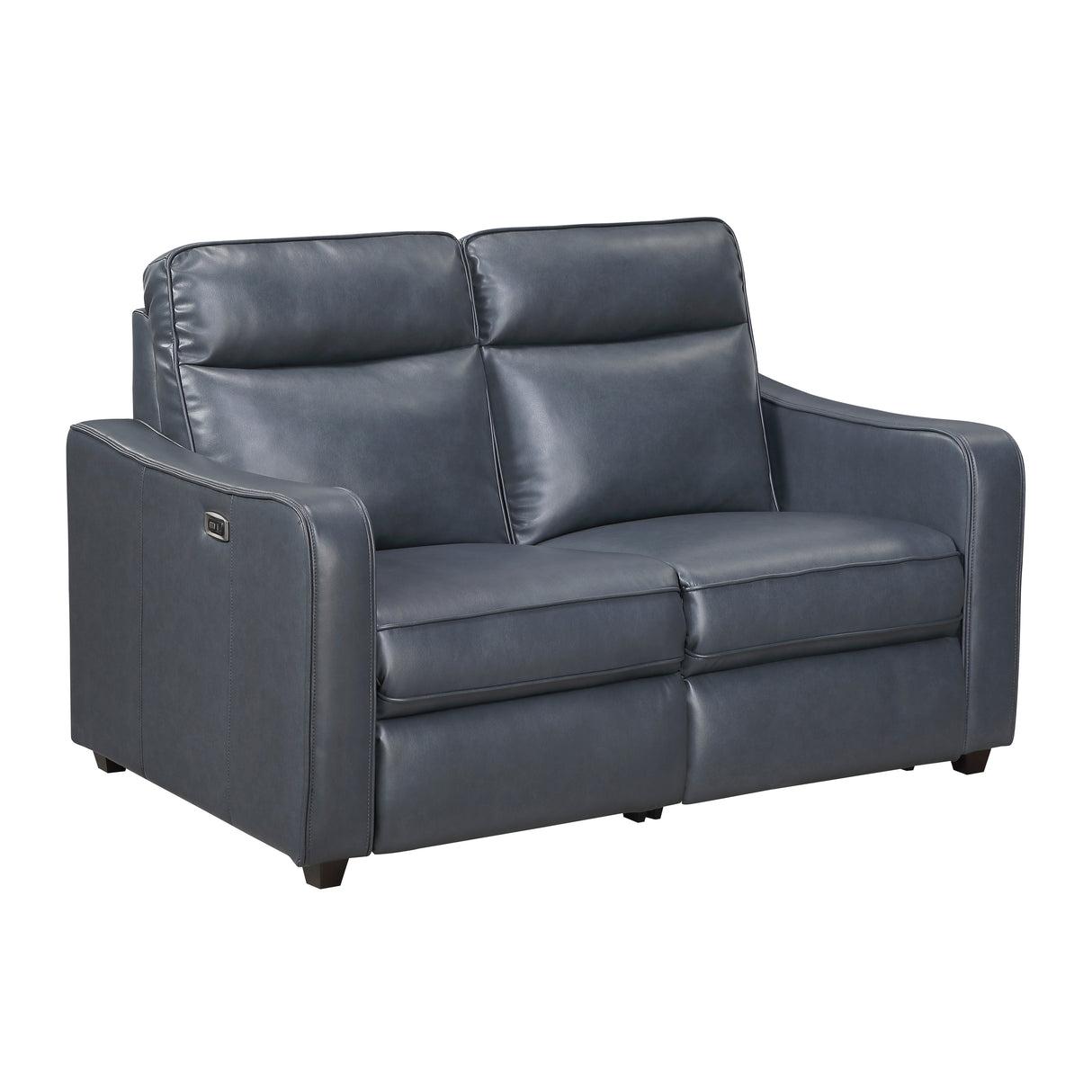 Equinox Navy Power Double Reclining Love Seat with Curved Track Arms