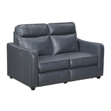 Equinox Navy Power Double Reclining Love Seat with Curved Track Arms