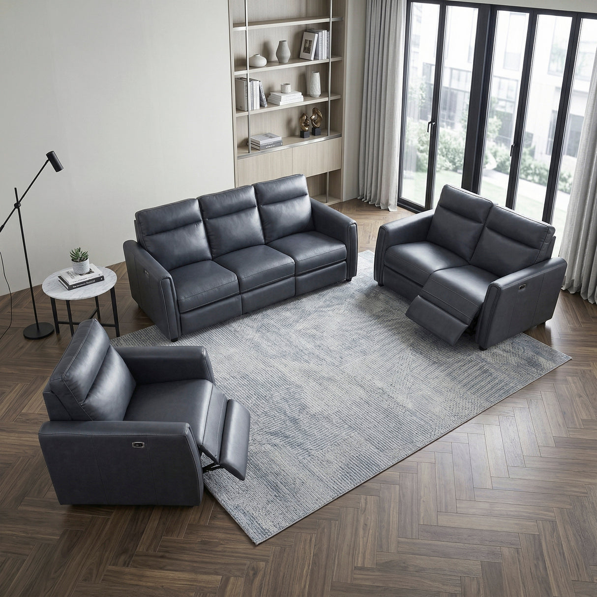 8368NVY-A1PW Power Reclining Chair with Rounded Track Arms from Homelegance - Luna Furniture
