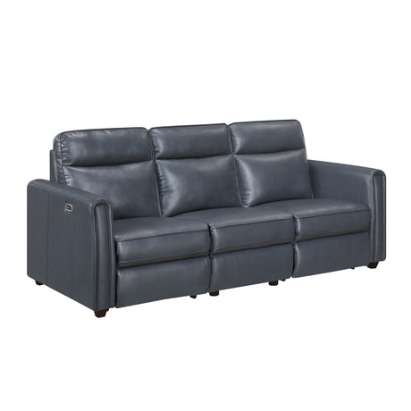 Equinox Navy Power Double Reclining Sofa with Rounded Track Arms from Homelegance - Luna Furniture