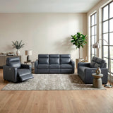 Equinox Navy Power Double Reclining Sofa with Curved Track Arms