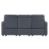 Equinox Navy Power Double Reclining Sofa with Curved Track Arms