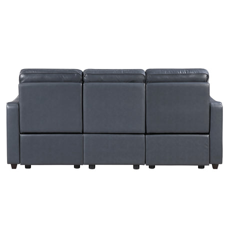 Equinox Navy Power Double Reclining Sofa with Curved Track Arms from Homelegance - Luna Furniture