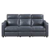 Equinox Navy Power Double Reclining Sofa with Curved Track Arms