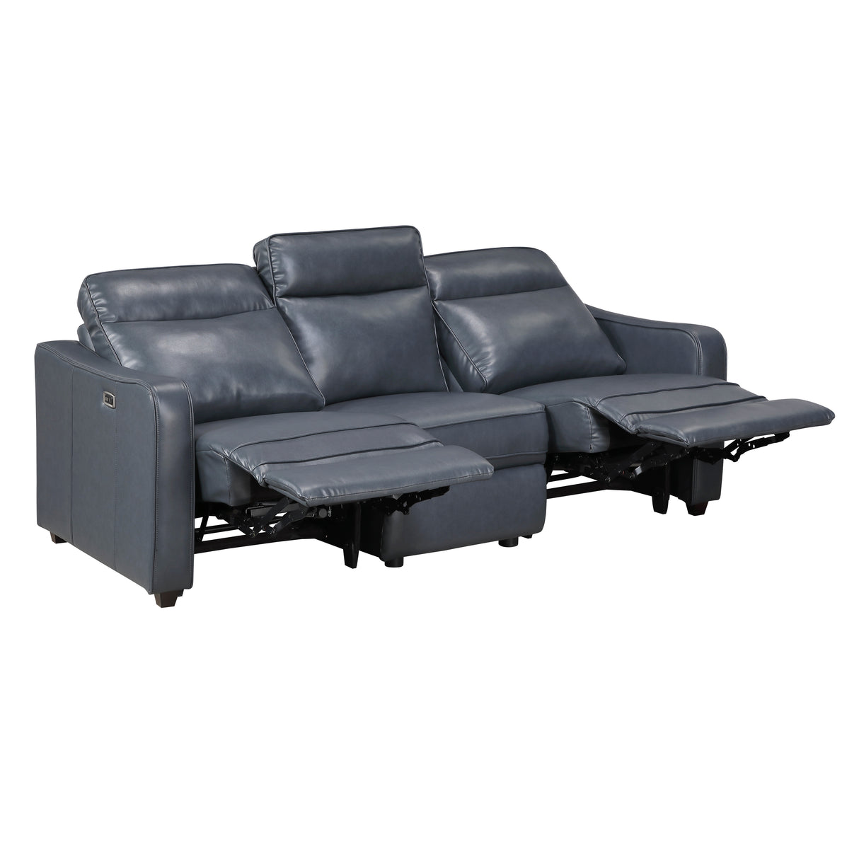 Equinox Navy Power Double Reclining Sofa with Curved Track Arms