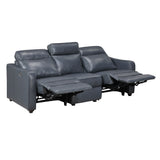 Equinox Navy Power Double Reclining Sofa with Curved Track Arms