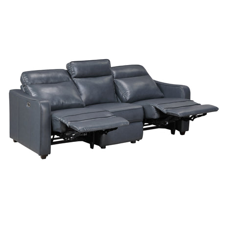 Equinox Navy Power Double Reclining Sofa with Curved Track Arms from Homelegance - Luna Furniture