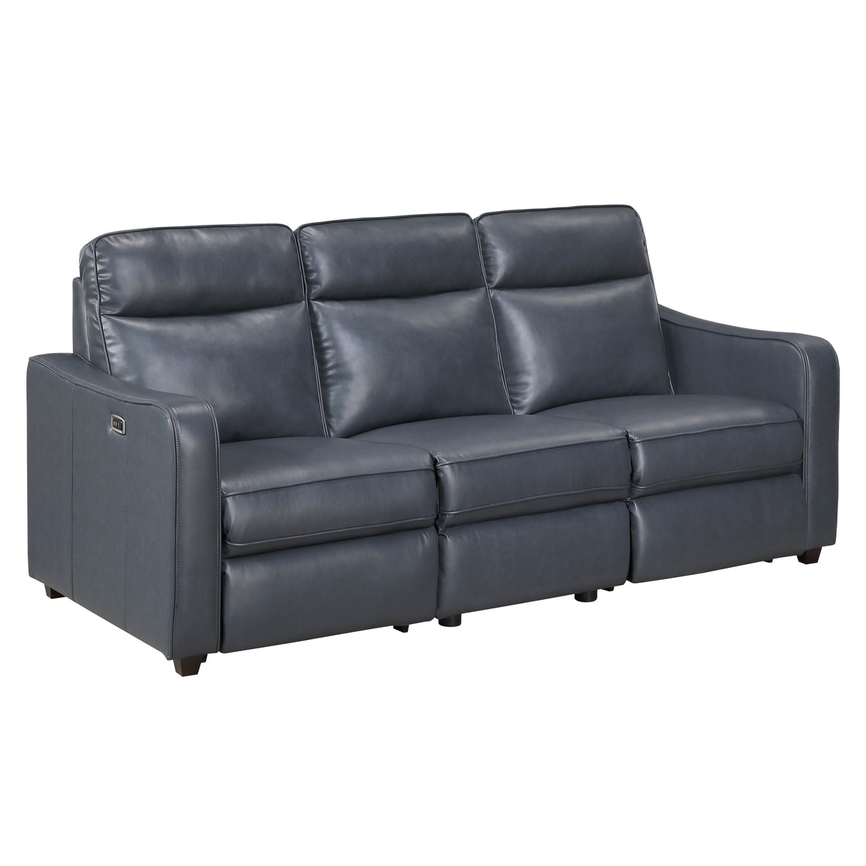 Equinox Navy Power Double Reclining Sofa with Curved Track Arms