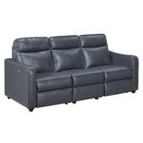 Equinox Navy Power Double Reclining Sofa with Curved Track Arms