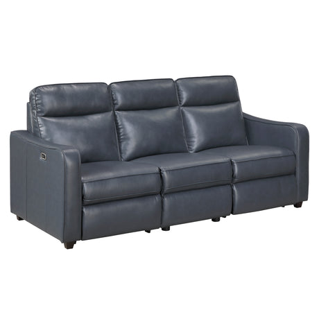 Equinox Navy Power Double Reclining Sofa with Curved Track Arms from Homelegance - Luna Furniture