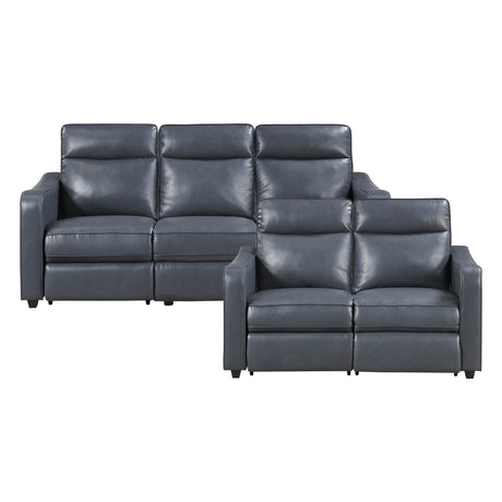 Equinox Navy Power Double Reclining Set (Sofa & Loveseat) from Homelegance - Luna Furniture