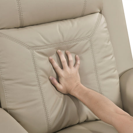 Nest Beige Double Reclining Loveseat with Center Console and Receptacles from Homelegance - Luna Furniture