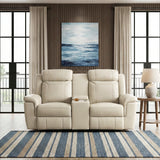 Nest Beige Double Reclining Loveseat with Center Console and Receptacles from Homelegance - Luna Furniture