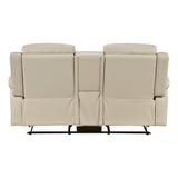 Nest Beige Double Reclining Loveseat with Center Console and Receptacles from Homelegance - Luna Furniture