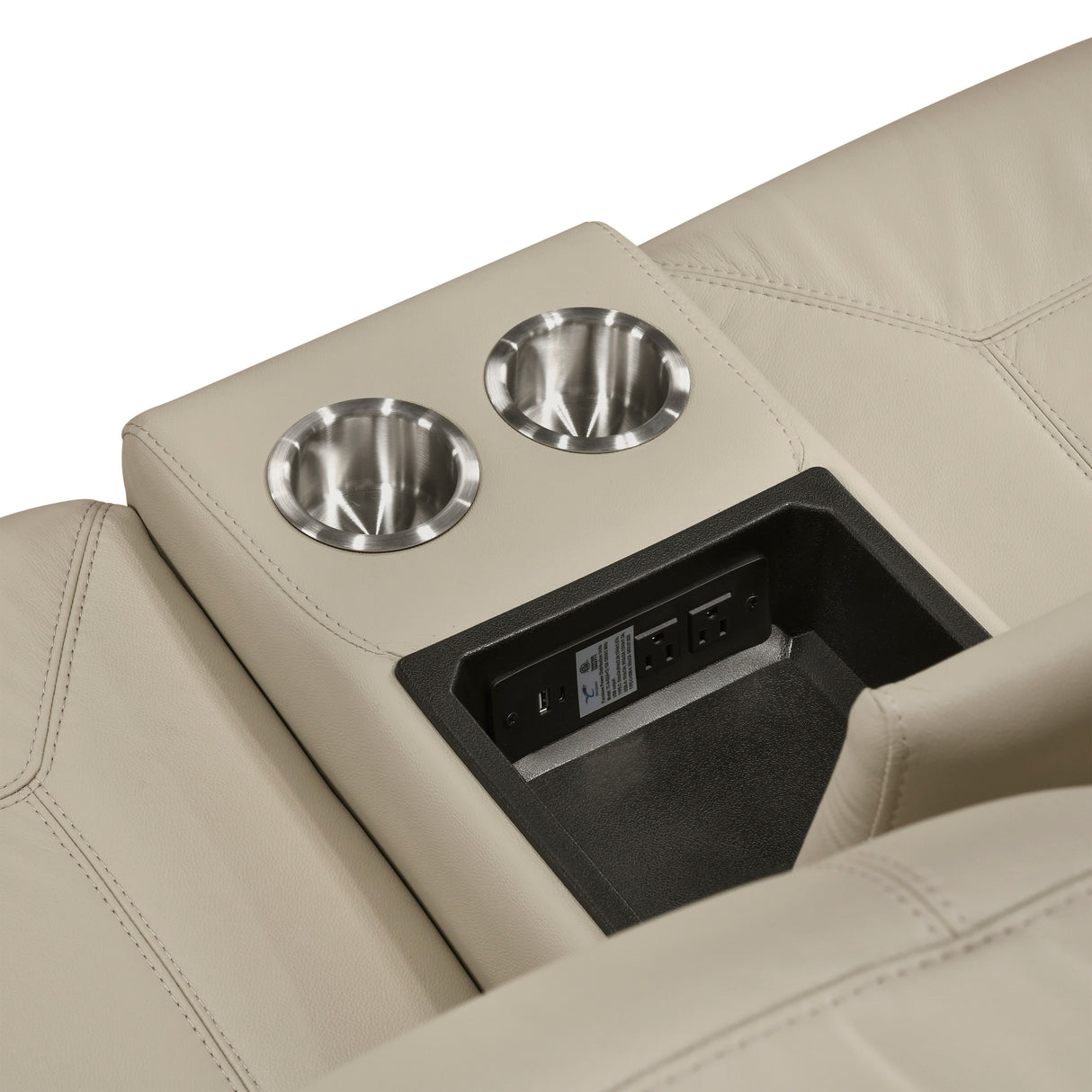 Nest Beige Double Reclining Loveseat with Center Console and Receptacles from Homelegance - Luna Furniture
