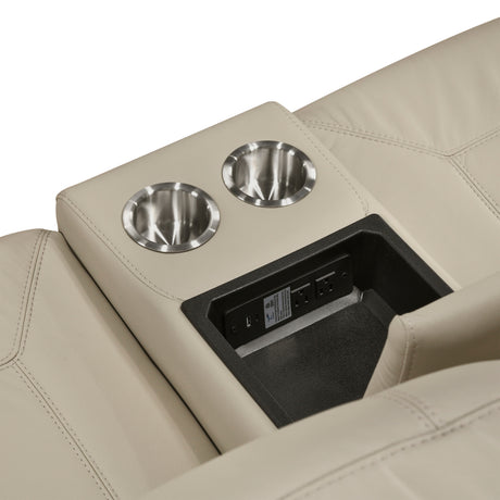 Nest Beige Double Reclining Loveseat with Center Console and Receptacles from Homelegance - Luna Furniture