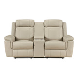Nest Beige Double Reclining Loveseat with Center Console and Receptacles from Homelegance - Luna Furniture