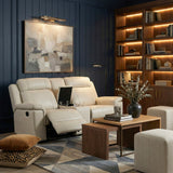 Nest Beige Double Reclining Loveseat with Center Console and Receptacles from Homelegance - Luna Furniture