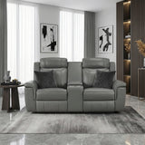 Nest Dark Gray Double Reclining Loveseat with Center Console and Receptacles from Homelegance - Luna Furniture
