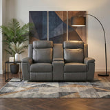 Nest Dark Gray Double Reclining Loveseat with Center Console and Receptacles from Homelegance - Luna Furniture