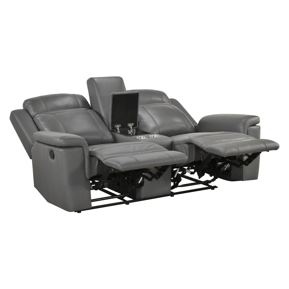 Nest Dark Gray Double Reclining Loveseat with Center Console and Receptacles from Homelegance - Luna Furniture