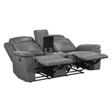 Nest Dark Gray Double Reclining Loveseat with Center Console and Receptacles from Homelegance - Luna Furniture