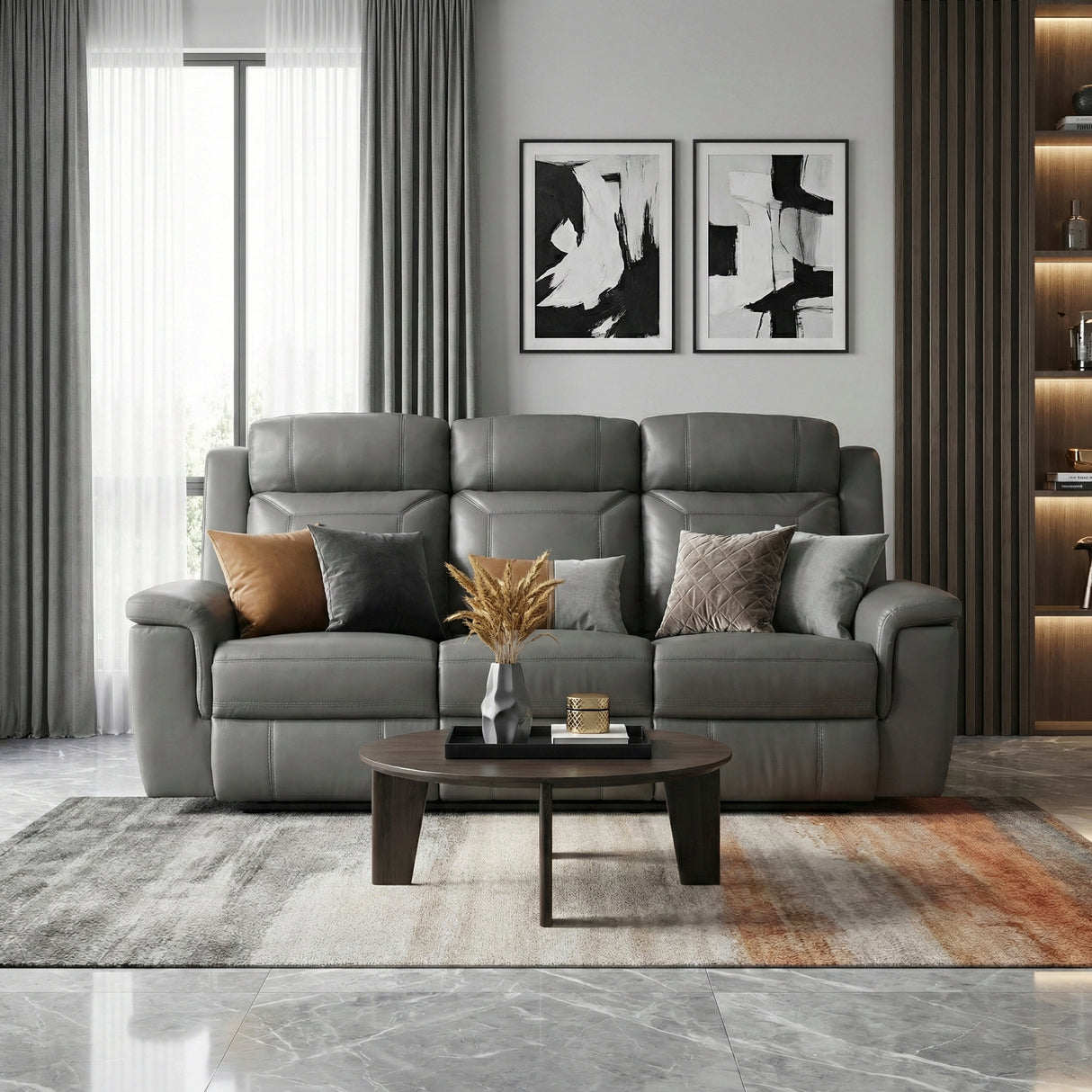 Nest Dark Gray Double Reclining Sofa from Homelegance - Luna Furniture