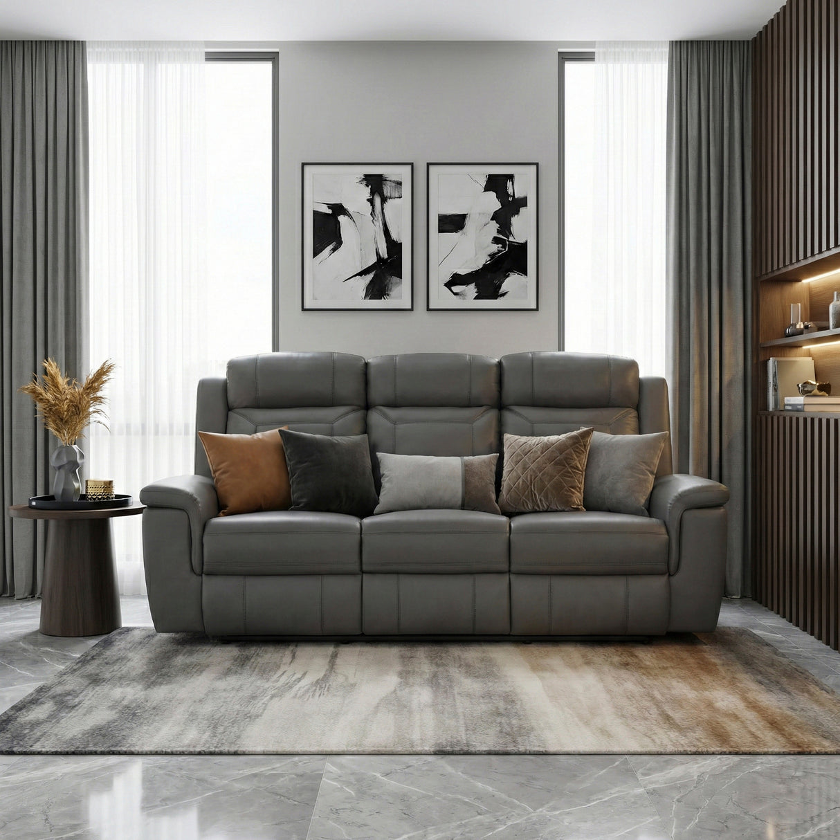 Nest Dark Gray Double Reclining Sofa from Homelegance - Luna Furniture