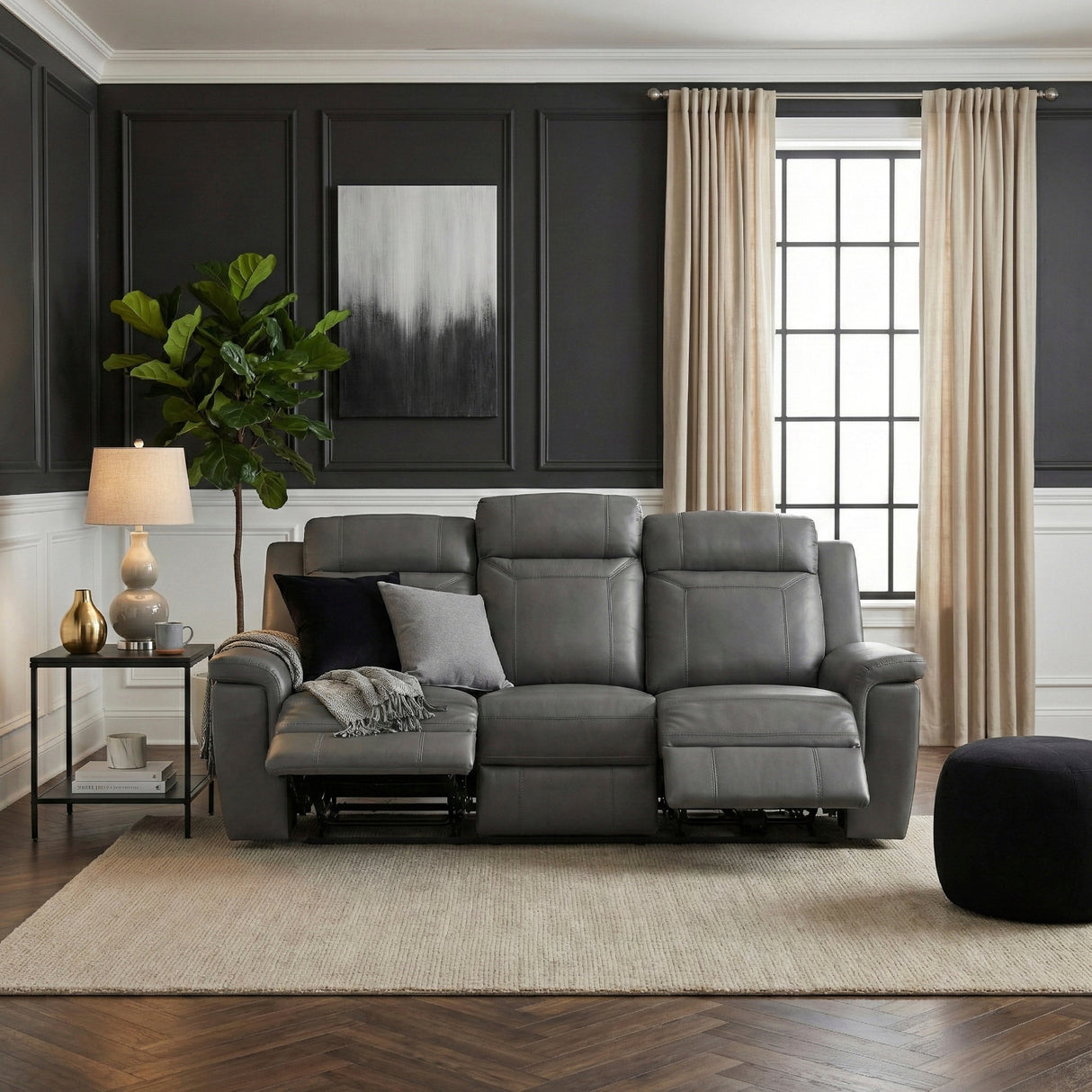 Nest Dark Gray Double Reclining Sofa from Homelegance - Luna Furniture