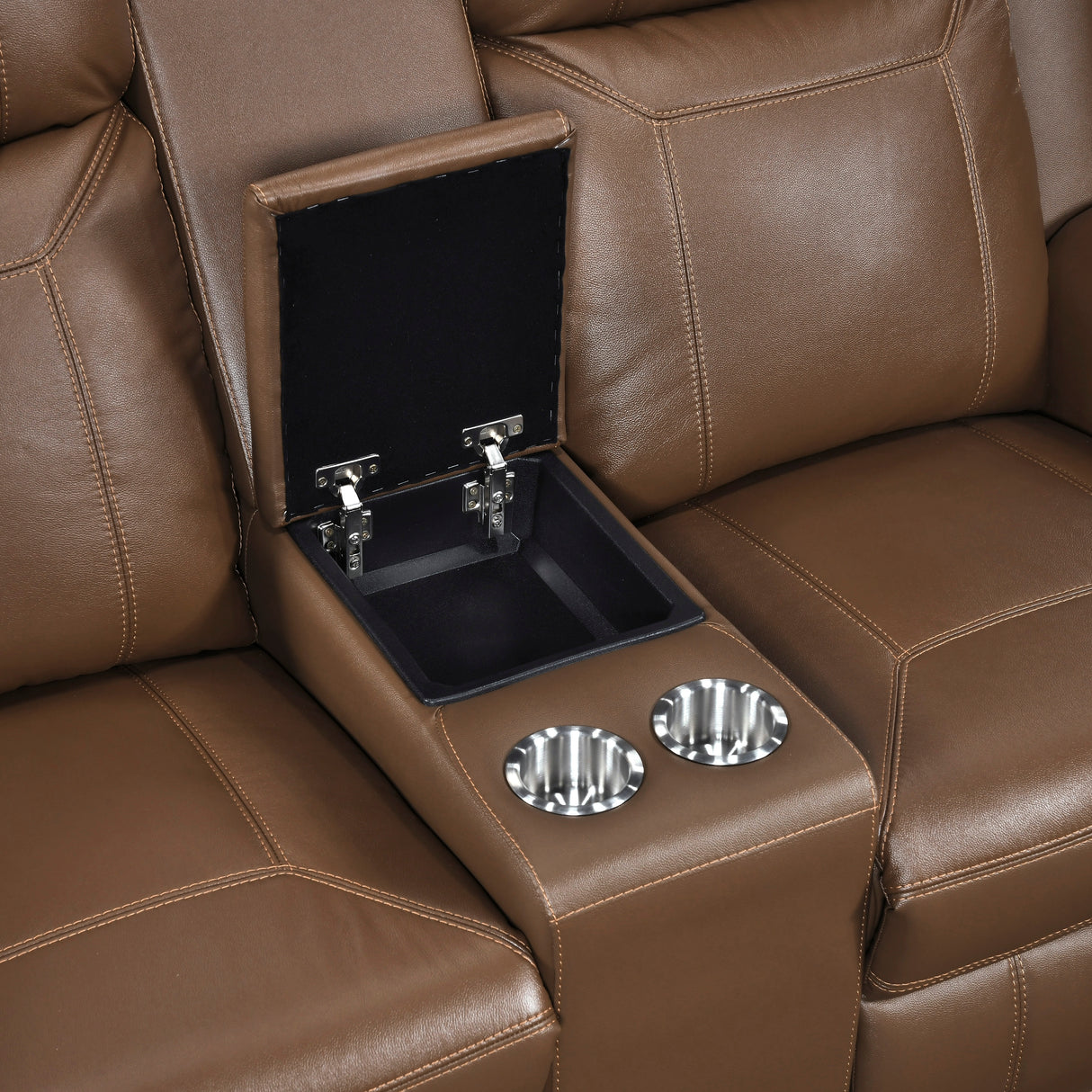 Nest Camel Double Reclining Loveseat with Center Console and Receptacles from Homelegance - Luna Furniture