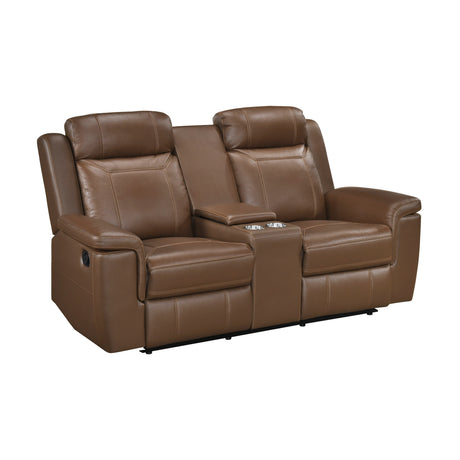 Nest Camel Double Reclining Loveseat with Center Console and Receptacles from Homelegance - Luna Furniture