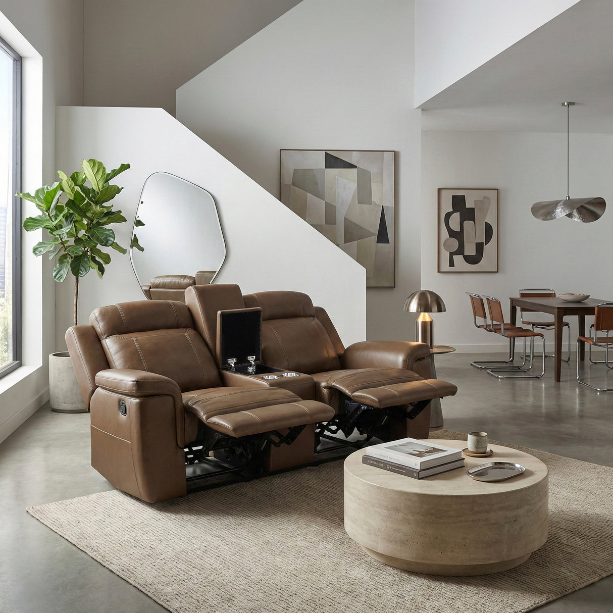 Nest Camel Double Reclining Loveseat with Center Console and Receptacles from Homelegance - Luna Furniture