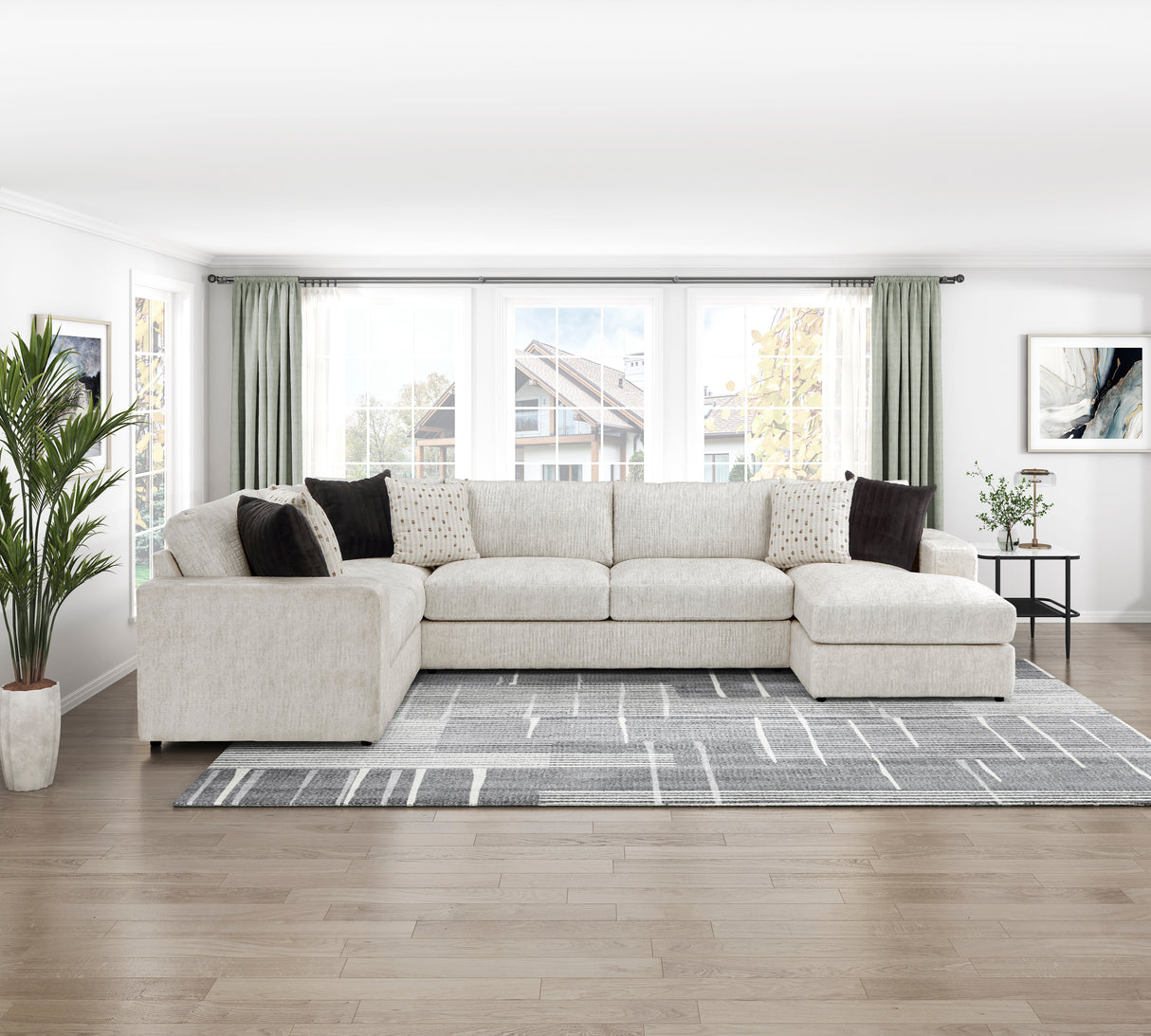 Solace Beige RAF Sectional from Homelegance - Luna Furniture