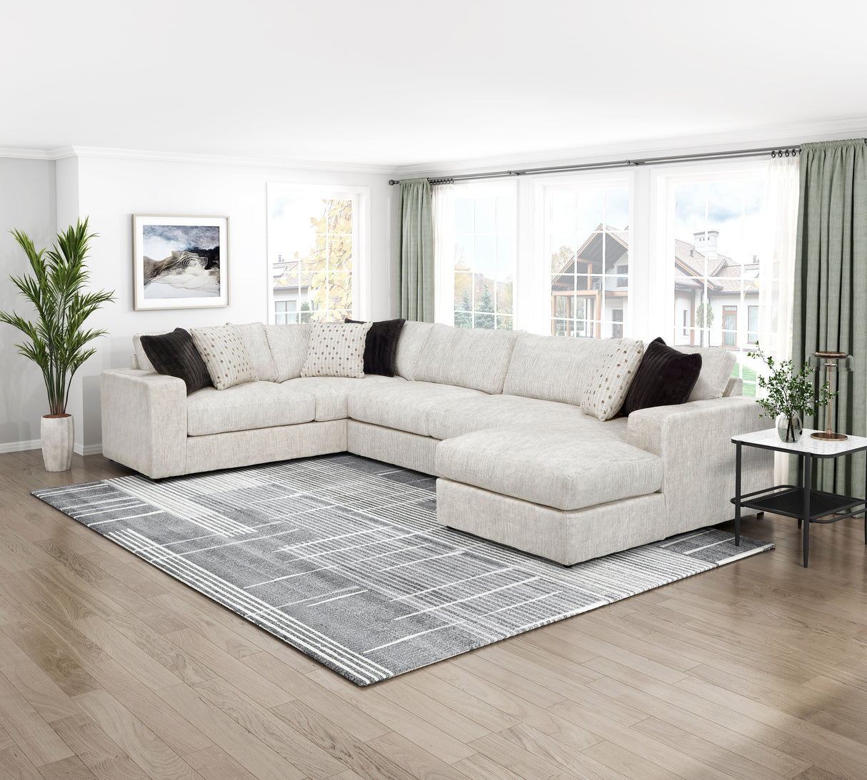 Solace Beige RAF Sectional from Homelegance - Luna Furniture