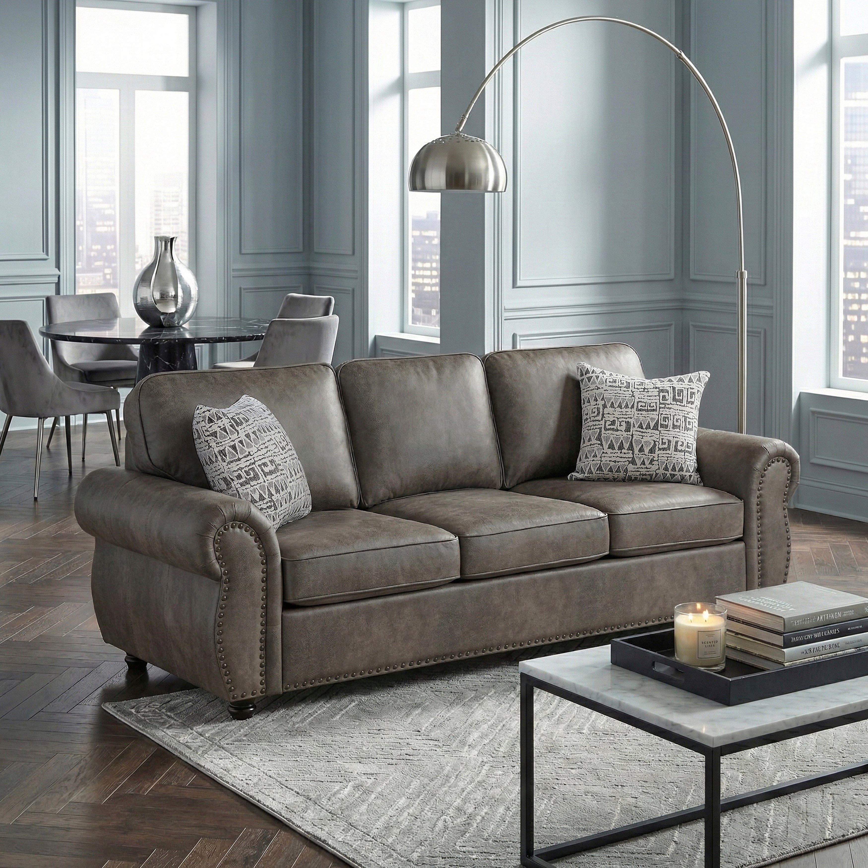 Homelegance Pinnacle Pewter Sofa – Luna Furniture