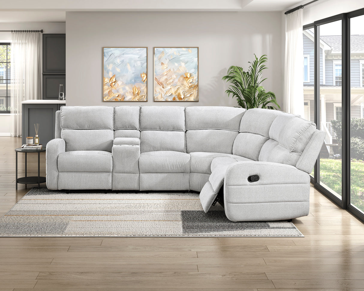 Thorne Gray 3-Piece Reclining Sectional with Left Console from Homelegance - Luna Furniture