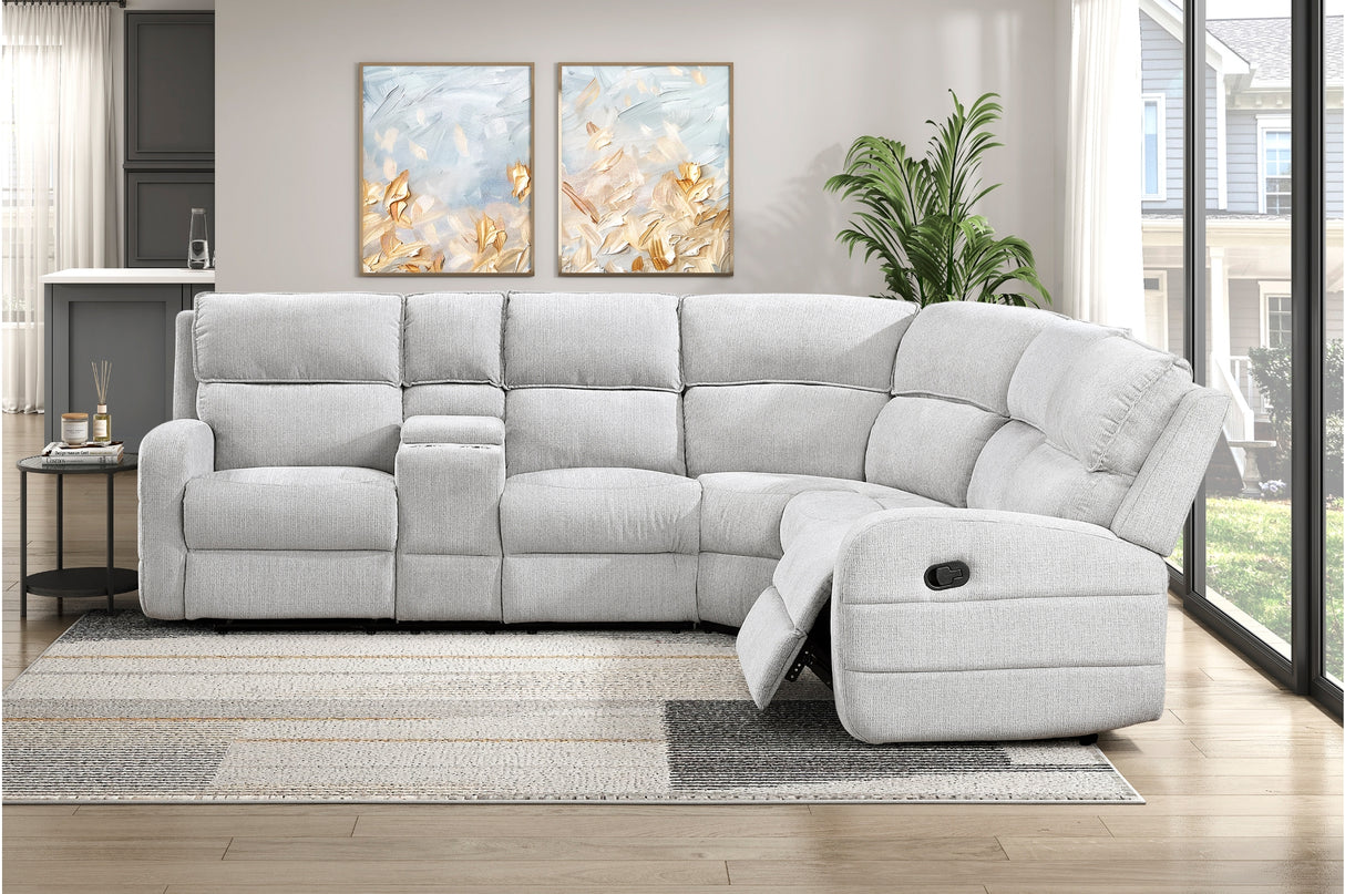 Thorne Gray 3-Piece Reclining Sectional with Left Console from Homelegance - Luna Furniture