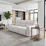 Phoebe Light Gray Power Double Reclining Sofa with Power Headrests