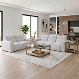 Phoebe Light Gray Power Double Reclining Sofa with Power Headrests