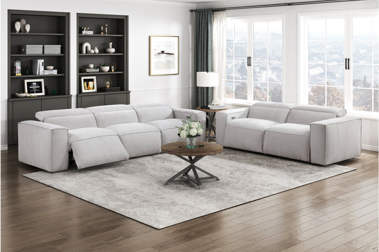 Phoebe Light Gray Power Double Reclining Living Room Set from Homelegance - Luna Furniture