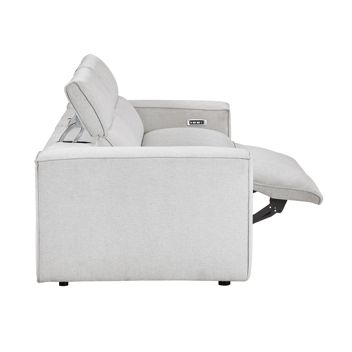 8414GRY-2PWH* (2)Power Double Reclining Love Seat with Power Headrests from Homelegance - Luna Furniture