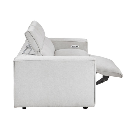 8414GRY-2PWH* (2)Power Double Reclining Love Seat with Power Headrests from Homelegance - Luna Furniture