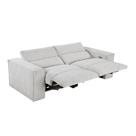 8414GRY-2PWH* (2)Power Double Reclining Love Seat with Power Headrests from Homelegance - Luna Furniture