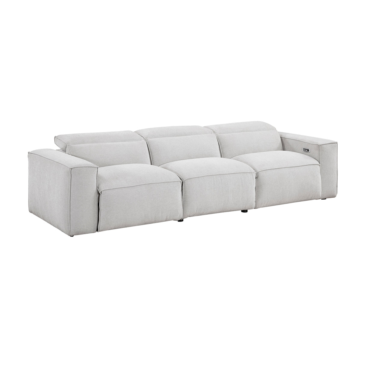 Phoebe Light Gray Power Double Reclining Sofa with Power Headrests from Homelegance - Luna Furniture