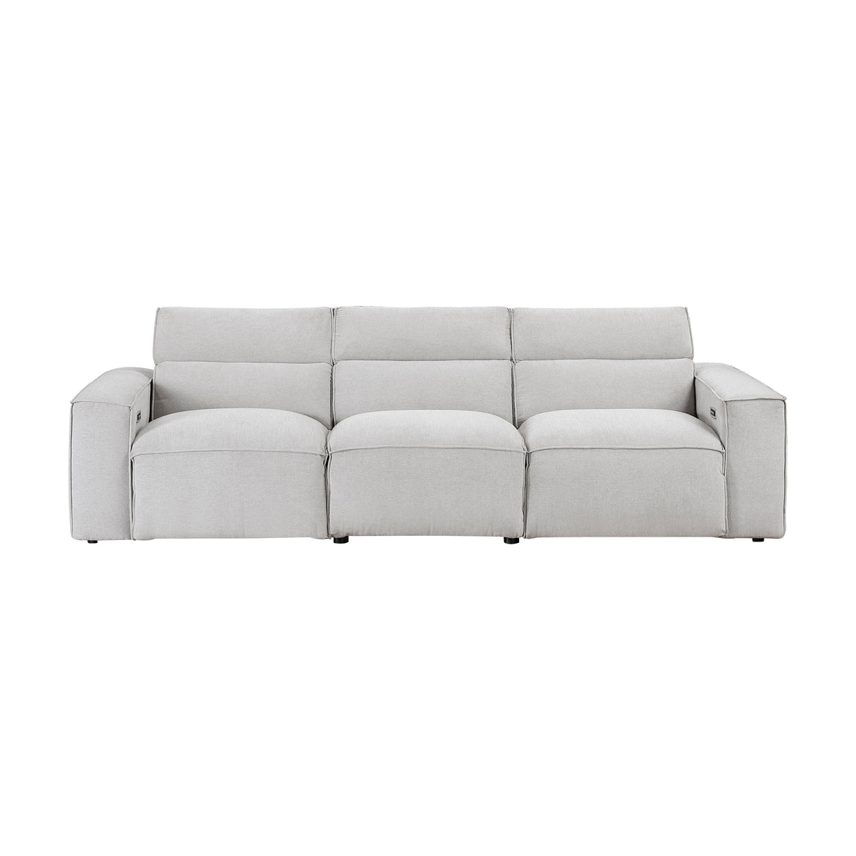 Phoebe Light Gray Power Double Reclining Sofa with Power Headrests from Homelegance - Luna Furniture