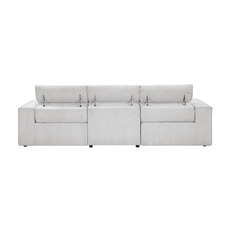 Phoebe Light Gray Power Double Reclining Sofa with Power Headrests from Homelegance - Luna Furniture