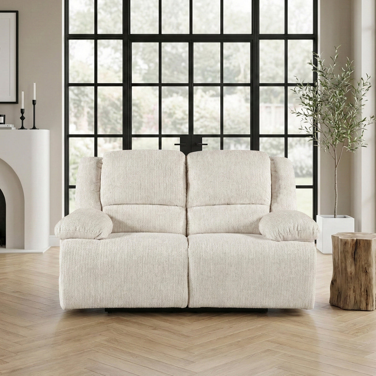 Caliber Beige Power Double Reclining Loveseat from Homelegance - Luna Furniture