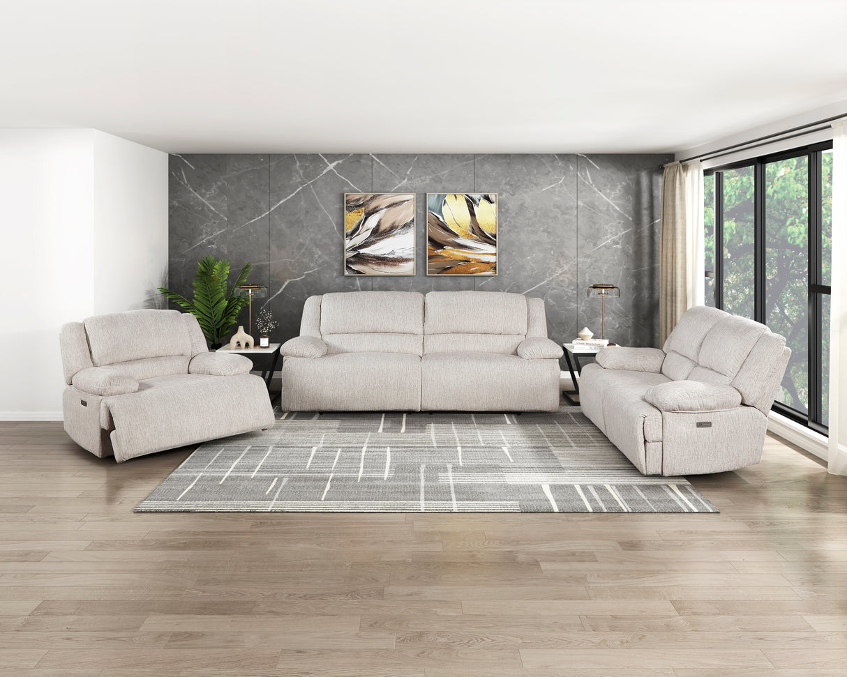 Caliber Beige Power Double Reclining Loveseat from Homelegance - Luna Furniture