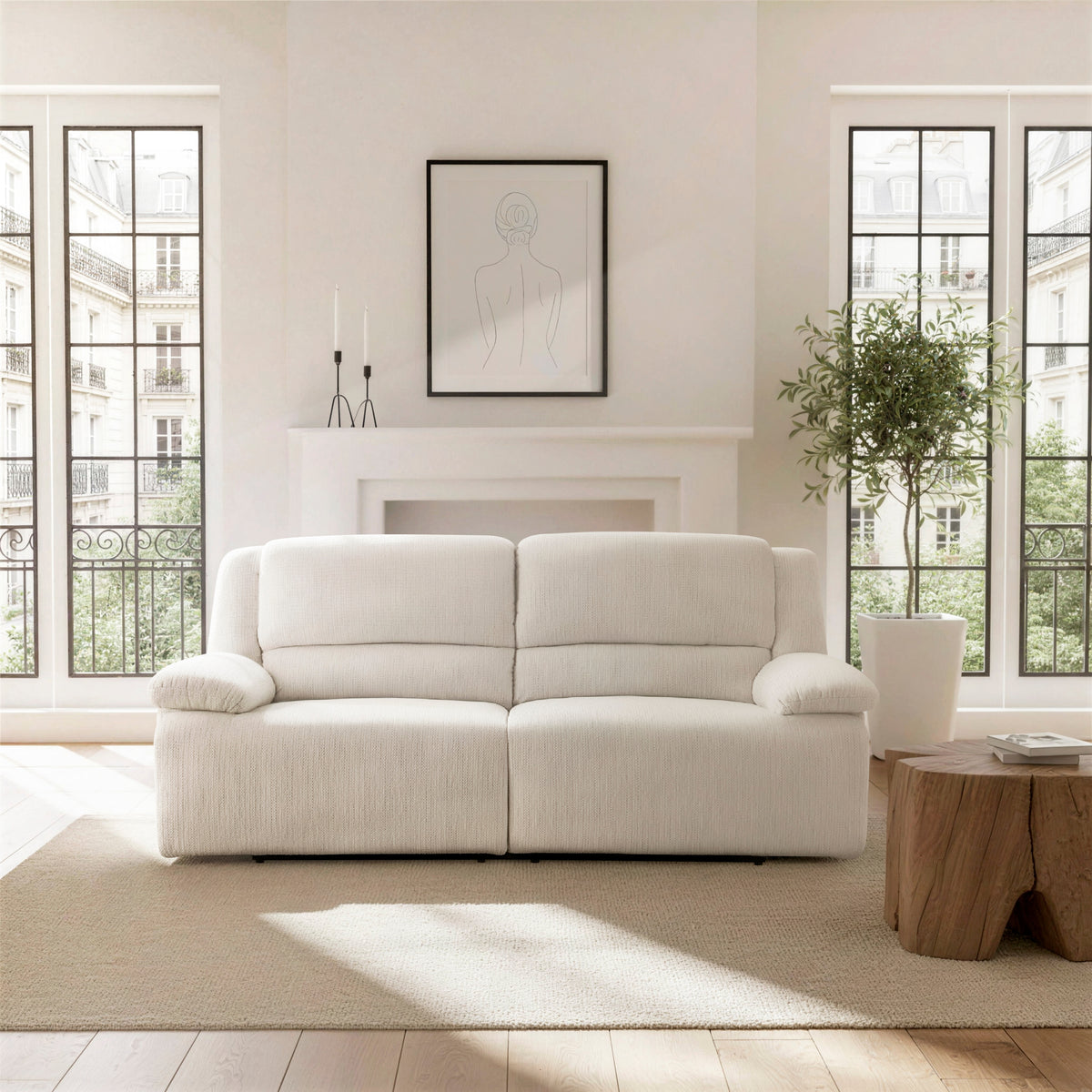 Caliber Beige Double Reclining Loveseat