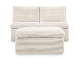 Fannin Ivory Armless Chair with Ottoman from Ashley - Luna Furniture